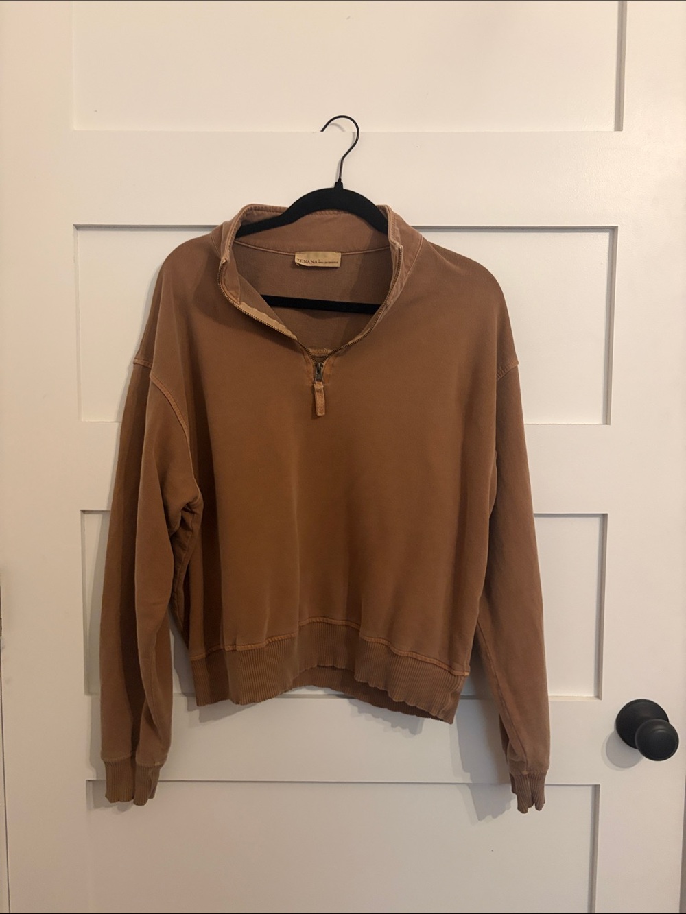 Women’s Zip-Neck Pullover Sweater - Brown